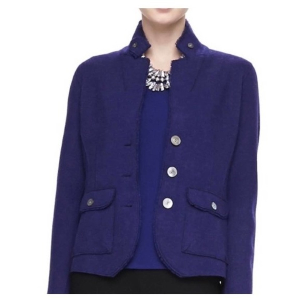 Eileen Fisher Double knit Felt Wool Military Style Blazer size Large